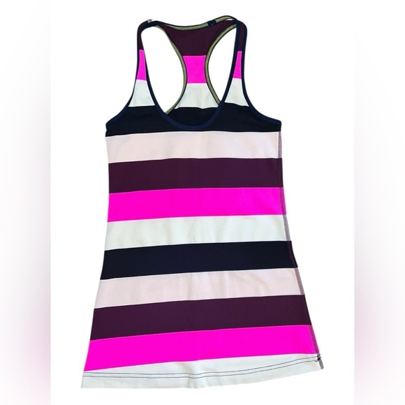 Lululemon Striped Racerback Tank – Size 4 – Pink, White & Black - Picture 1 of 2